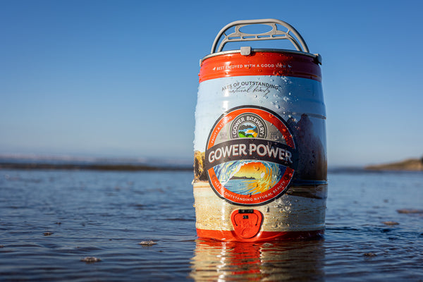 mini keg of beer gower power in ocean