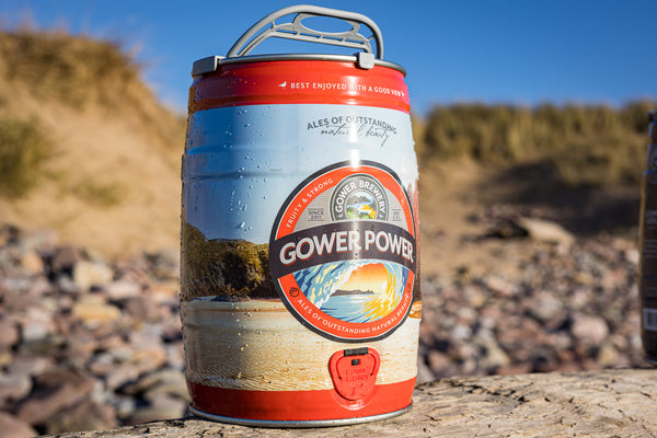 mini keg of beer gower power on beach